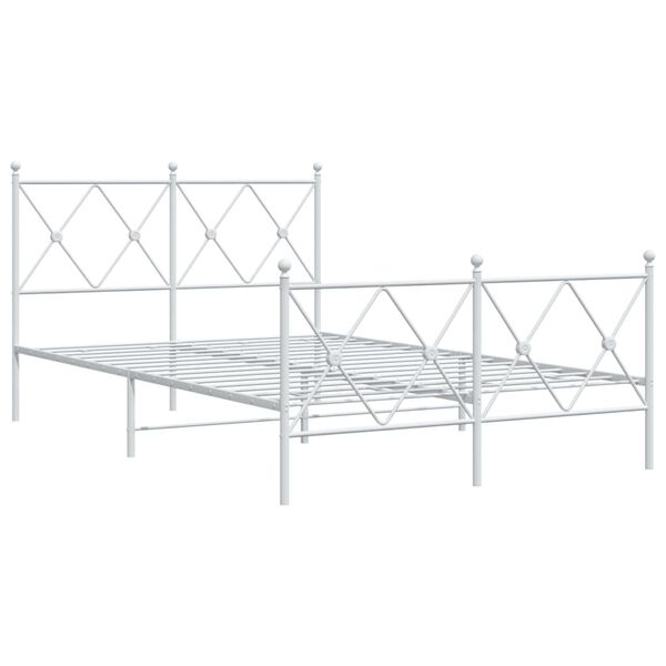 vidaXL Metal Bed Frame without Mattress with Footboard White 120x200cm