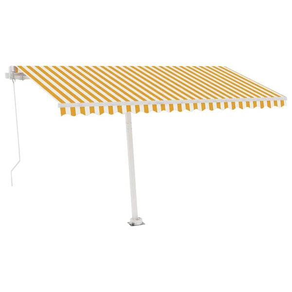 vidaXL Manual Retractable Awning with LED 400x350 cm Yellow and White