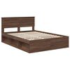 vidaXL Bed Frame with Headboard Brown Oak 140 x 200 cm Solid Pine Wood