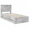 vidaXL Bed Frame with Drawer Concrete Grey 90 x 200 cm Engineer Wood