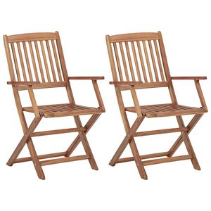vidaXL Folding Chairs 2 pcs Solid Acacia Wood
