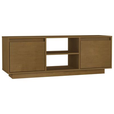 vidaXL TV Cabinet Honey Brown 110x30x40 cm Solid Pinewood