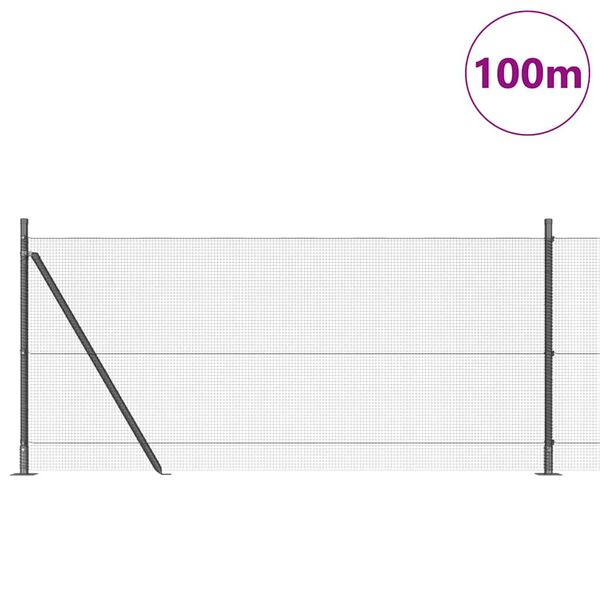 vidaXL Fence Post Grey 100 x 0.8 m (12 x 12 mm mesh) Steel and PVC