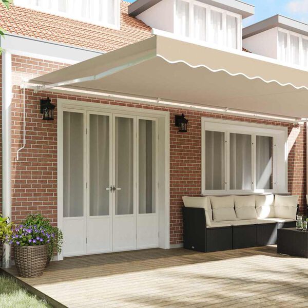 vidaXL Retractable Awning Beige 600 x 300 cm Polyester and Aluminium