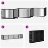 vidaXL Dog Gate with Door Foldable 6 Panels Black 480 cm Poplar Wood