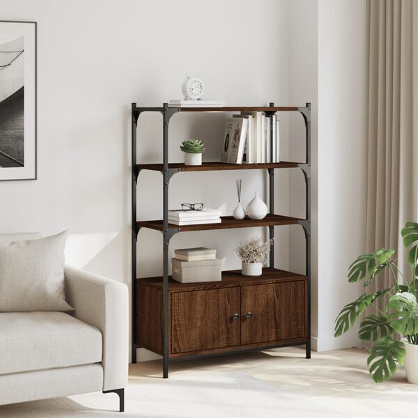 vidaXL Bookcase 3-Tier Brown Oak 70x30x109.5 cm Engineered Wood