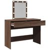 vidaXL Dressing Table with LED Brown Oak 100x40x130 cm