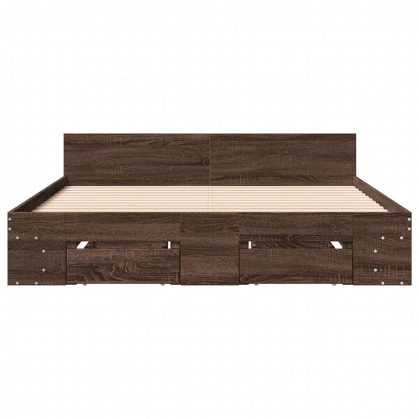 vidaXL Bed Frame with Drawers without Mattress Brown Oak 150x200 cm King Size