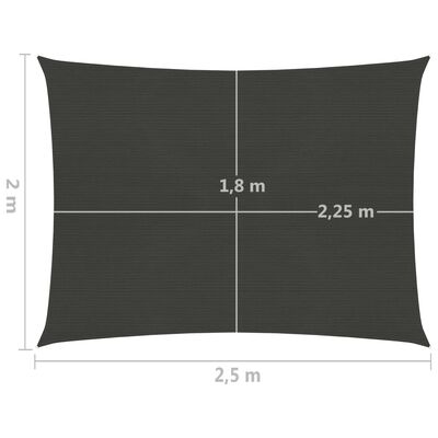 vidaXL Sunshade Sail 160 g/m² Anthracite 2x2.5 m HDPE