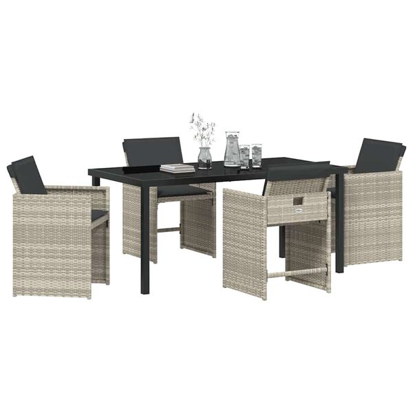 vidaXL Garden Dining Set 5 pcs Light Grey Poly Rattan