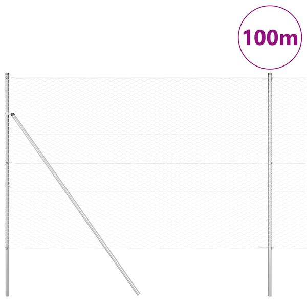 vidaXL Fence Post Silver 100 x 1.6 m (36 mm mesh) Steel