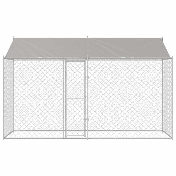 vidaXL Dog Cage with Roof Silver 400 x 200 x 258 cm Steel and PE