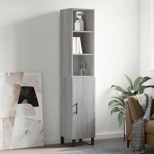 vidaXL Highboard Grey Sonoma 34.5x34x180 cm Engineered Wood