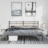 vidaXL Metal Bed Frame without Mattress with Headboard Black 193x203cm