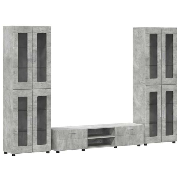 vidaXL TV Cabinet Set with Drawer Concrete Grey Engineered Wood