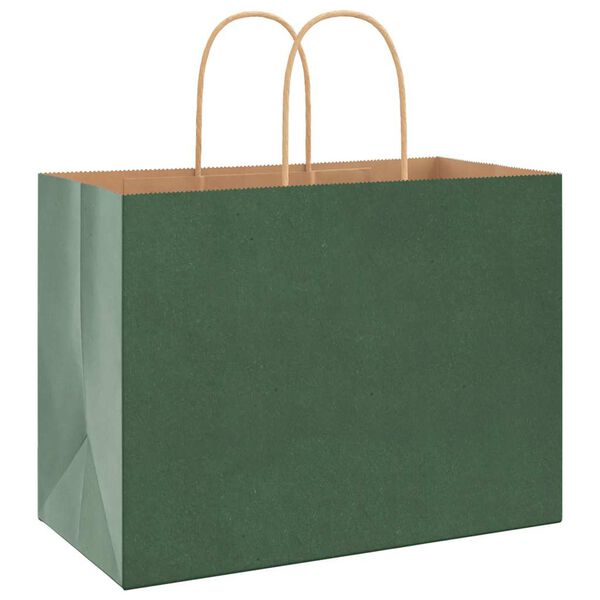 vidaXL Paper Bags 250 pcs with Handles Green 32x17x25 cm