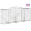 vidaXL Arched Gabion Baskets 10 pcs 300x50x120/140 cm Galvanised Iron