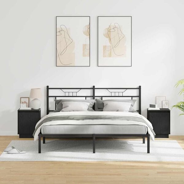 vidaXL Bedside Cabinet 2 pcs Black Oak 39 x 34.5 x 50 cm