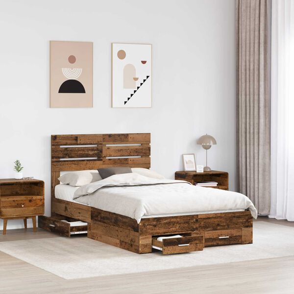 vidaXL Bed Frame with Drawer with Headboard Manual Engineered Wood