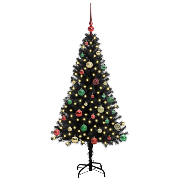 vidaXL Christmas Tree with 150 LEDs with Stand Black 150 cm PVC
