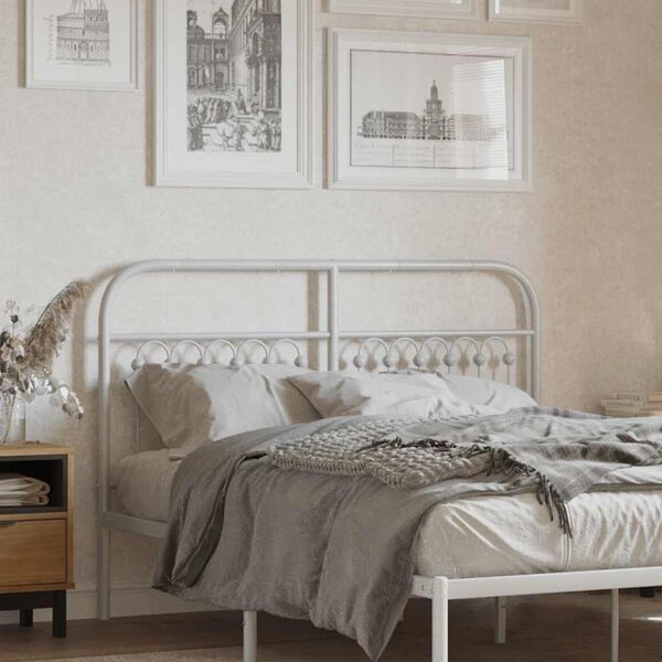 vidaXL Metal Replace Headboard White 135 cm