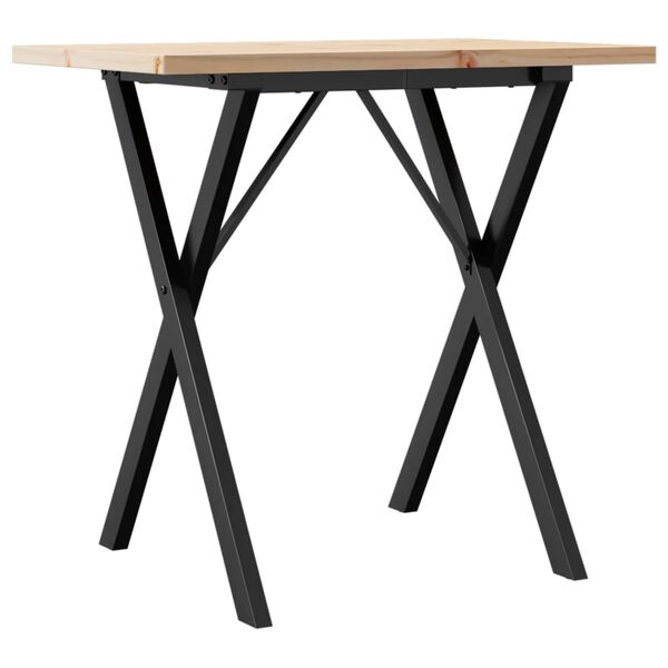 vidaXL Dining Table X-Frame 80x50x75.5 cm Solid Wood Pine and Steel