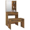 vidaXL Dressing Table Set with LED Smoked Oak Engineered Wood