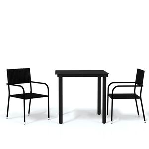 vidaXL 3 Piece Garden Dining Set Black
