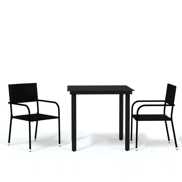 vidaXL 3 Piece Garden Dining Set Black