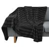 vidaXL Blanket and Throw Pillow Striped Black 200 x 150 cm Polyester