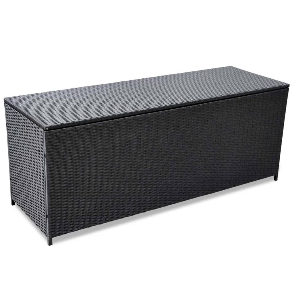 vidaXL Garden Storage Box Black 150x50x60 cm Poly Rattan vidaXL