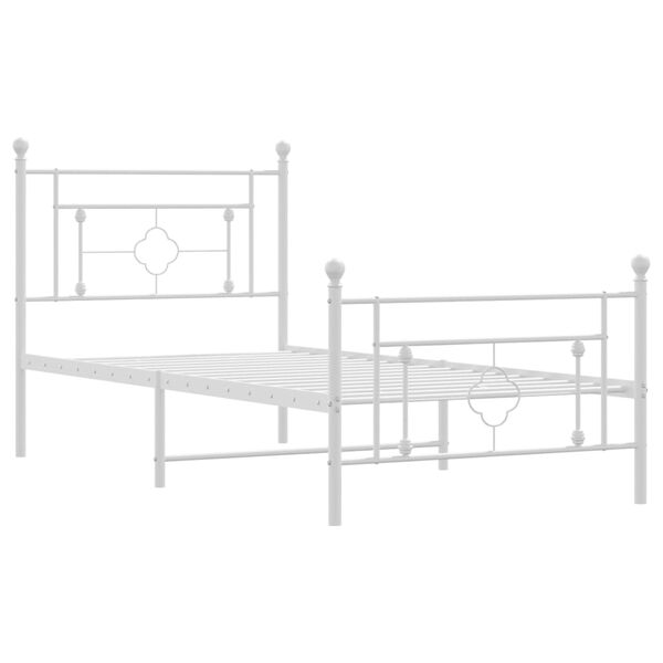 vidaXL Metal Bed Frame without Mattress with Footboard White 100x190cm