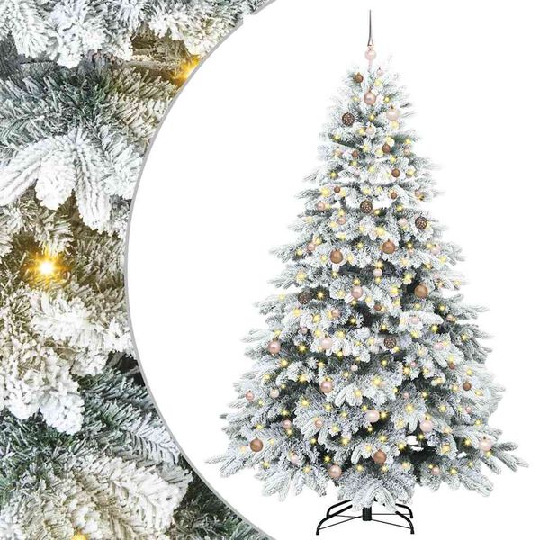 vidaXL Artificial Christmas Tree with 300 LEDs White 240 cm PE and PVC