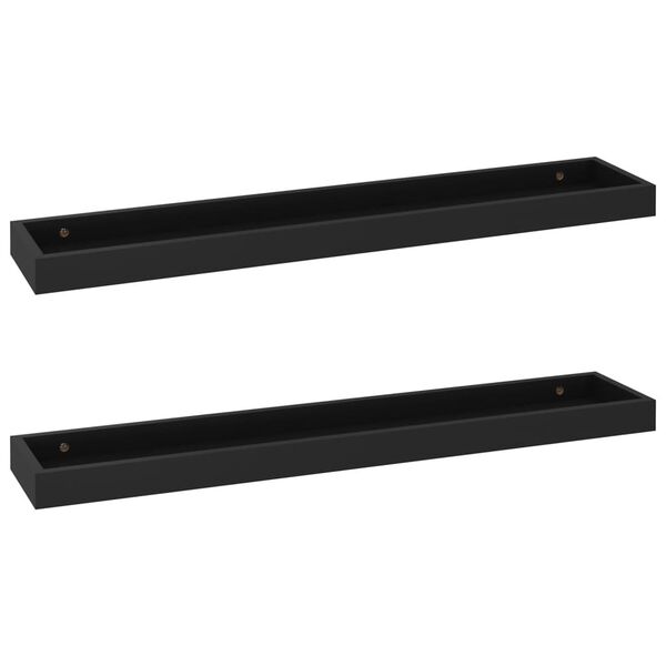 vidaXL Loggia Wall Shelves 2 pcs Black 80x15x4 cm MDF