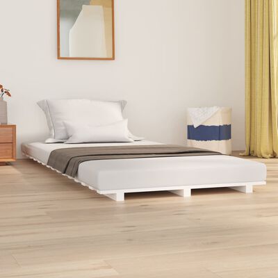 vidaXL Bed Frame White 90x190 cm Single Solid Wood Pine