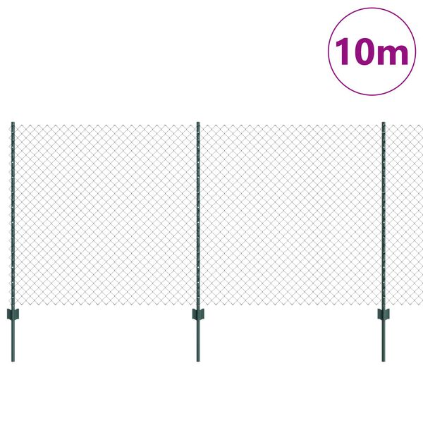 vidaXL Fence with Post Green 1.2 x 10 m Steel and PVC