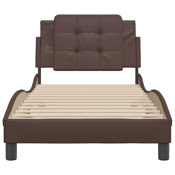 vidaXL Bed Frame without Mattress "Zadar" Brown 90x190 cm Single Faux Leather