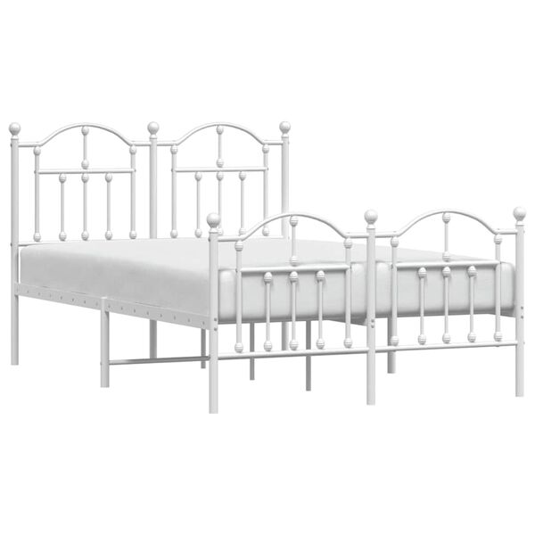 vidaXL Metal Bed Frame without Mattress with Footboard White 120x200cm