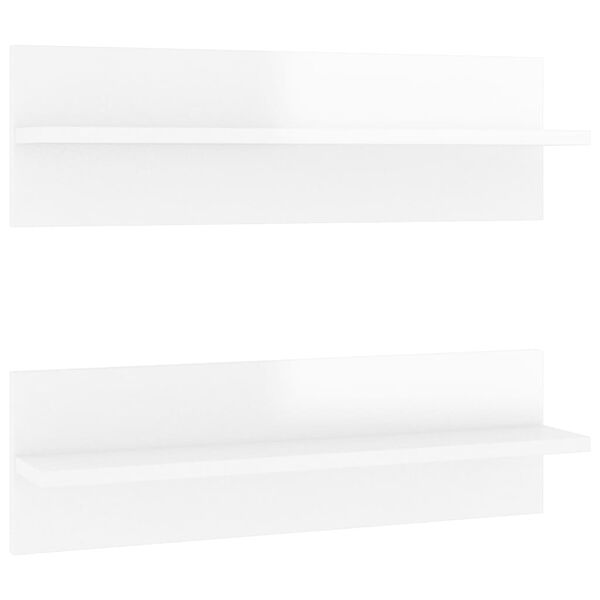 vidaXL Wall Shelf 2 pcs High Gloss White 60x11.5x18cm Engineered Wood