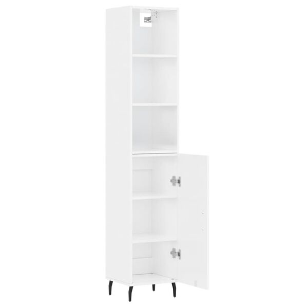 vidaXL Highboard High Gloss White 34.5x34x180 cm Engineered Wood