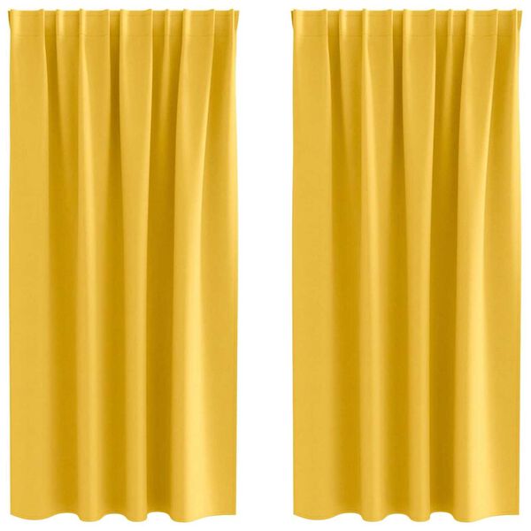 vidaXL Blackout Curtains with Rings 2 pcs Mustard Yellow 175 x 140 cm