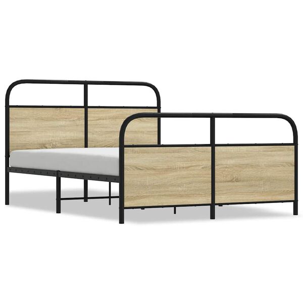vidaXL Metal Bed Frame without Mattress Sonoma Oak 140x190 cm