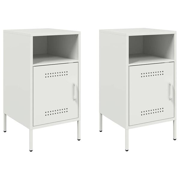 vidaXL Bedside Cabinets 2 pcs White 36x39x68 cm Steel