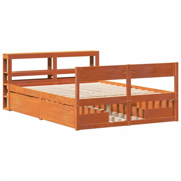 vidaXL Bed Frame without Mattress Wax Brown 120x190 cm Small Double Solid Wood Pine