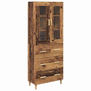 vidaXL Highboard Old Wood 69.5 x 34 x 180 cm Engineered Wood and Glass