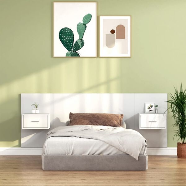 vidaXL Bed Headboard with Cabinets White Engineered Wood