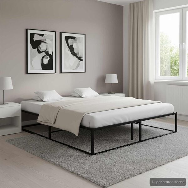 vidaXL Bed Frame without Mattress Black Metal 140x200 cm