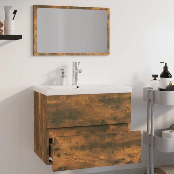 vidaXL Bathroom Furniture Set Smoked Oak Engineered Wood