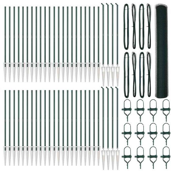 vidaXL Fence Post Green 100 x 1.4 m (25 mm mesh) Steel and PVC