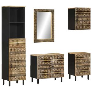 vidaXL 5 Piece Bathroom Furniture Set Solid Wood Mango